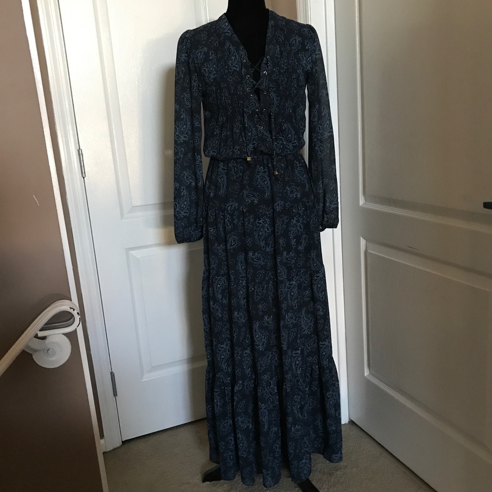 Michael Kors navy lace-up maxi dress