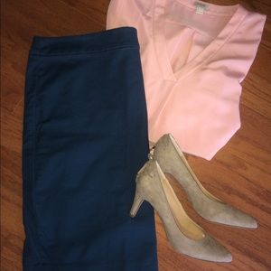 Dark Teal LOFT Pencil Skirt