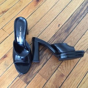 Via Spiga Leather Platform Slide In Sandals Mules