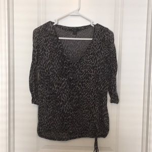 Quarter sleeve top, leopard