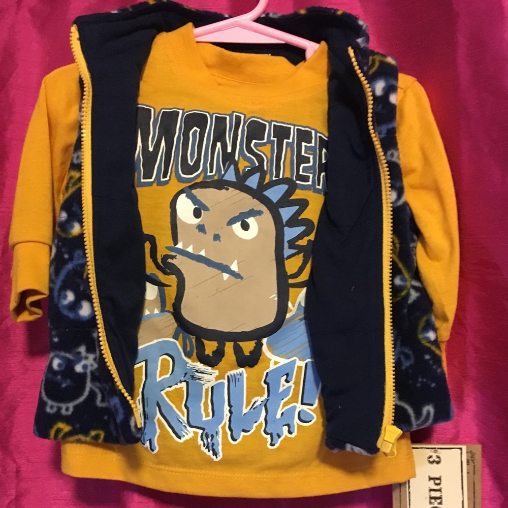 NWT BOYS 3PC SET SZ 12MO BY LITTLE REBEL