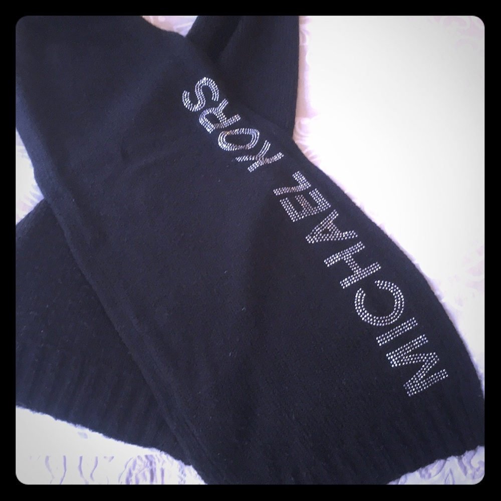 Michael Kors black and bling knitted winter scarf