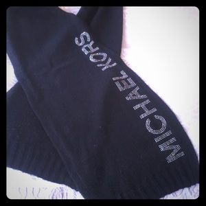 Michael Kors black and bling knitted winter scarf