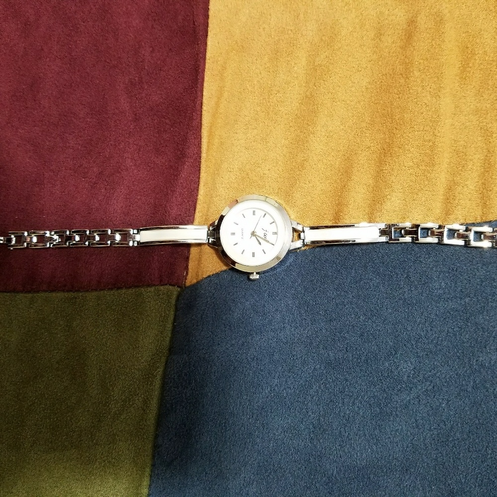 Silver and white watch