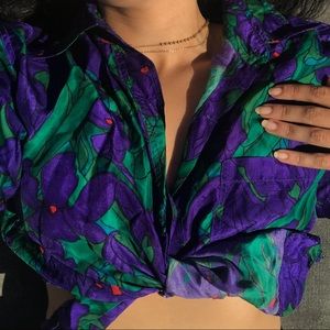 100% silk iris floral print top