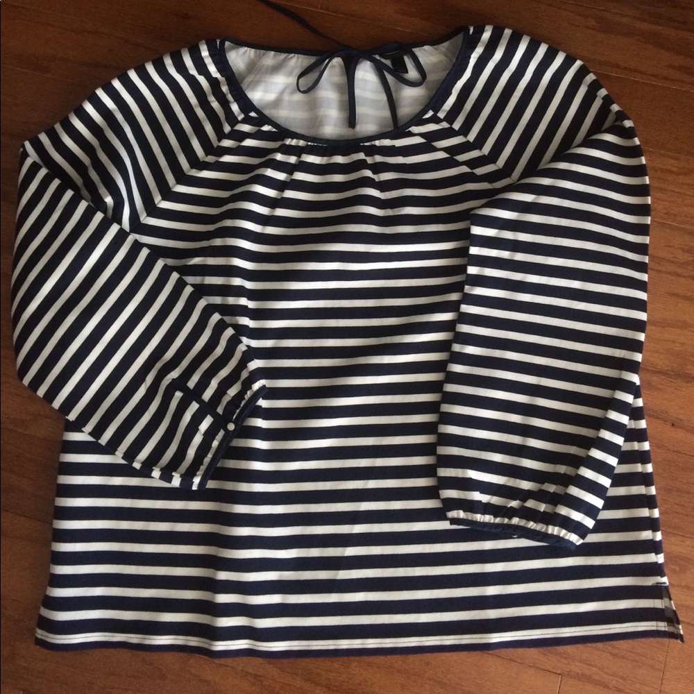 NWOT J. Crew Blue/White Striped Top