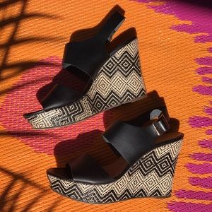J Crew Woven Leather Wedges