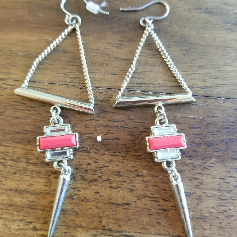 Red triangle earrings