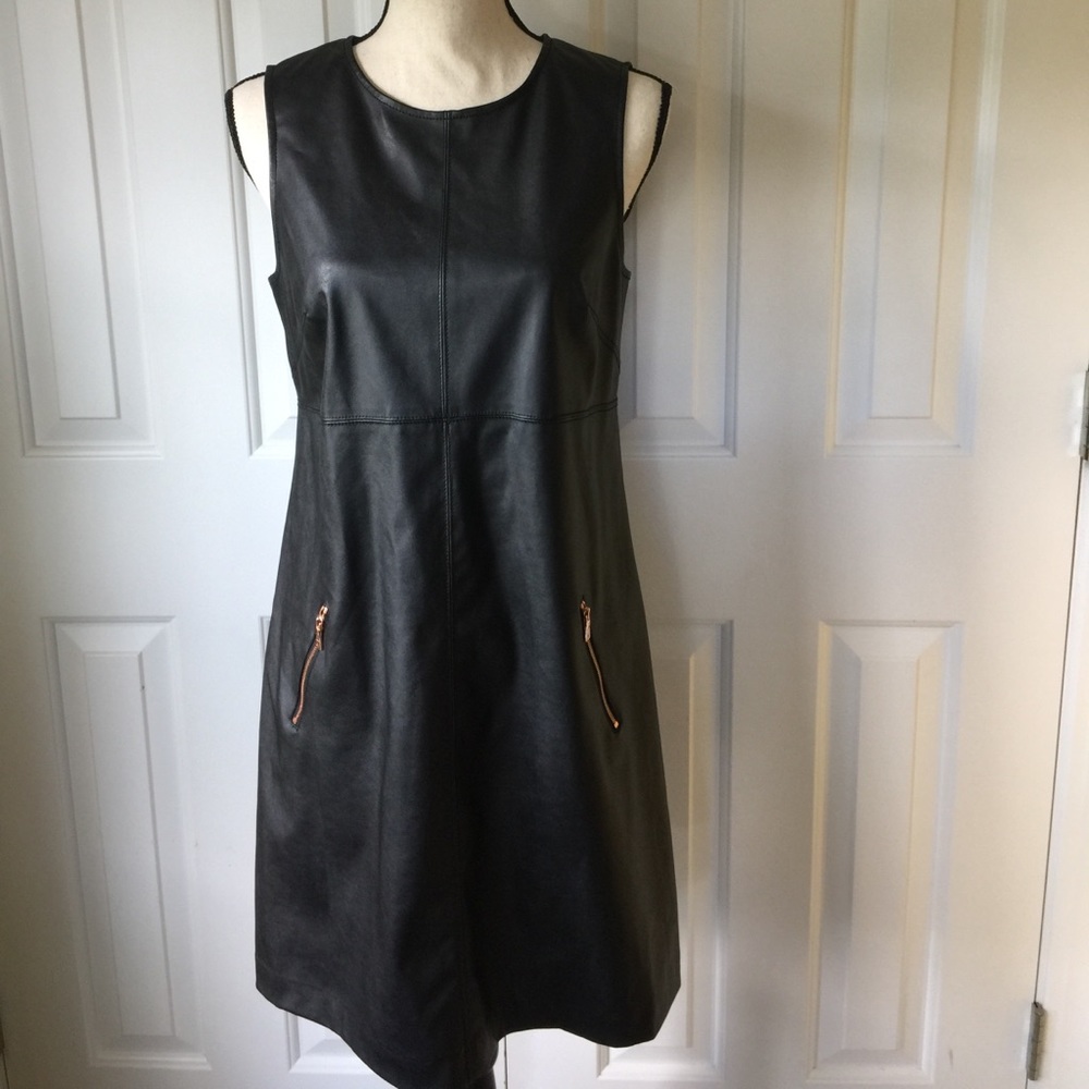 Faux Leather Black Dress