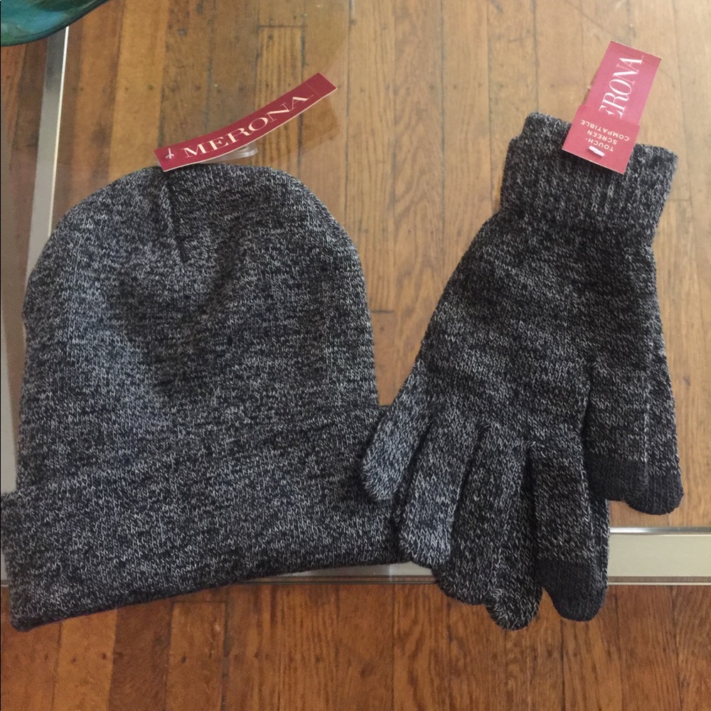 Charcoal hat and glove set