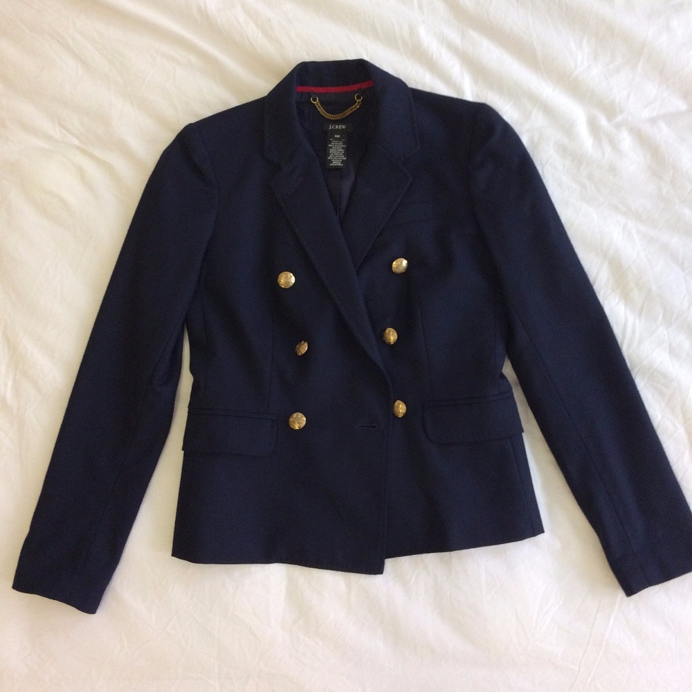 J CREW navy blue double breasted blazer