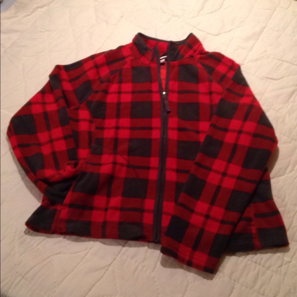 Plaid Fleece Zip Up Jacket