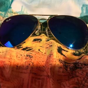 Blue/ Purple Ray-bans with Gold Frame. NOT NEW.