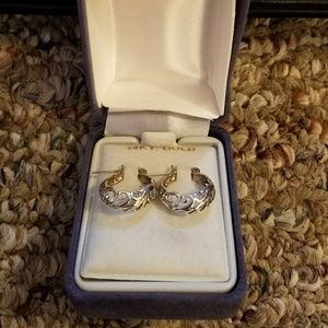 Silver .925 filigree 1 inch hoop earrings