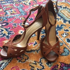 Jessica Simpson T-Strap Leather Heels