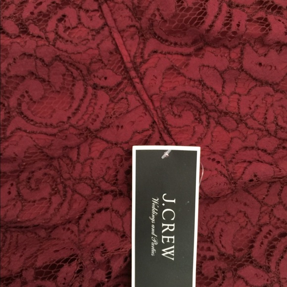 J Crew Size 4 NEW Leavers Lace Deep Wine Gown
