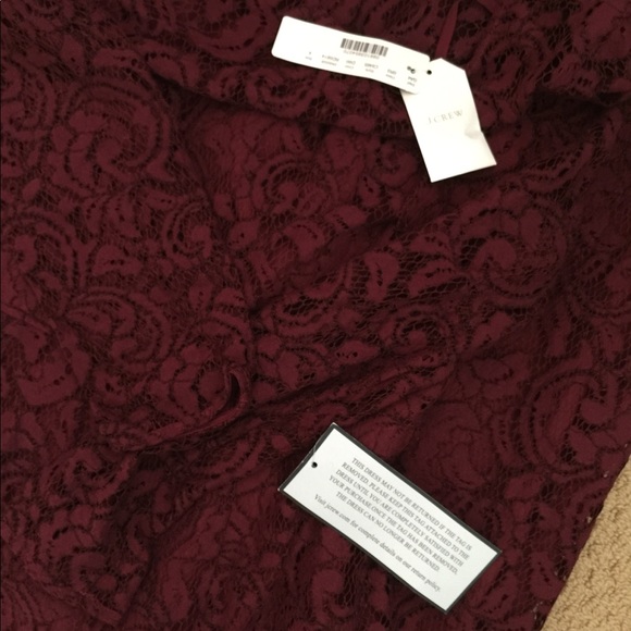 J Crew Size 4 NEW Leavers Lace Deep Wine Gown