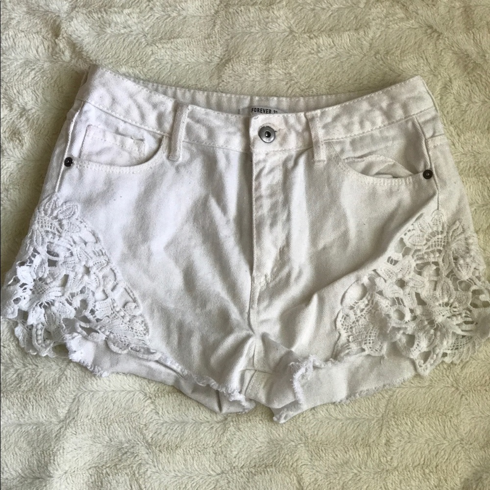 high waisted white denim cutoff shorts