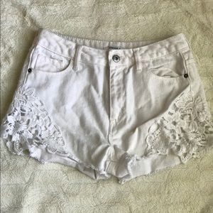 high waisted white denim cutoff shorts