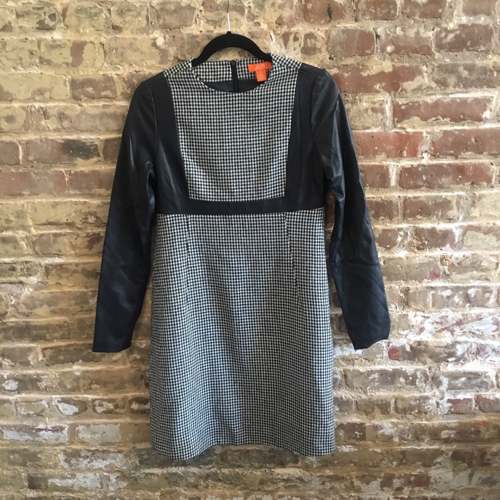 Houndstooth/faux leather Dress