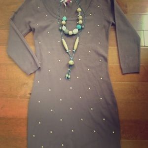 Mini sweater dress with gold studs