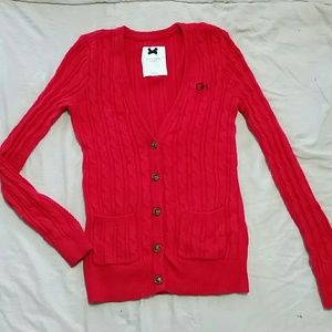 Gilly Hicks Fire Engine Red 5-Button Cardigan