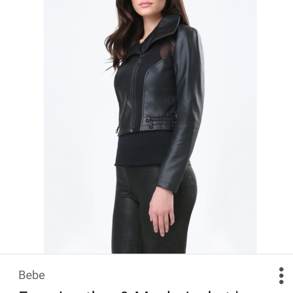 BEBE Faux Leather & Mesh Jacket