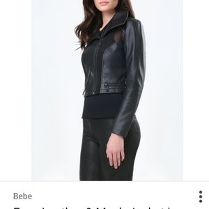BEBE Faux Leather & Mesh Jacket
