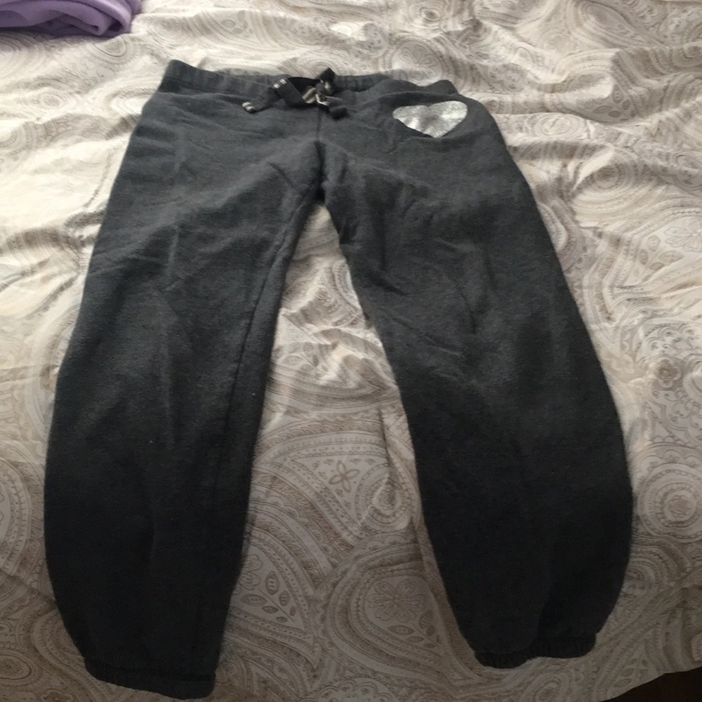 Gray Victoria secret joggers w rhinestones!
