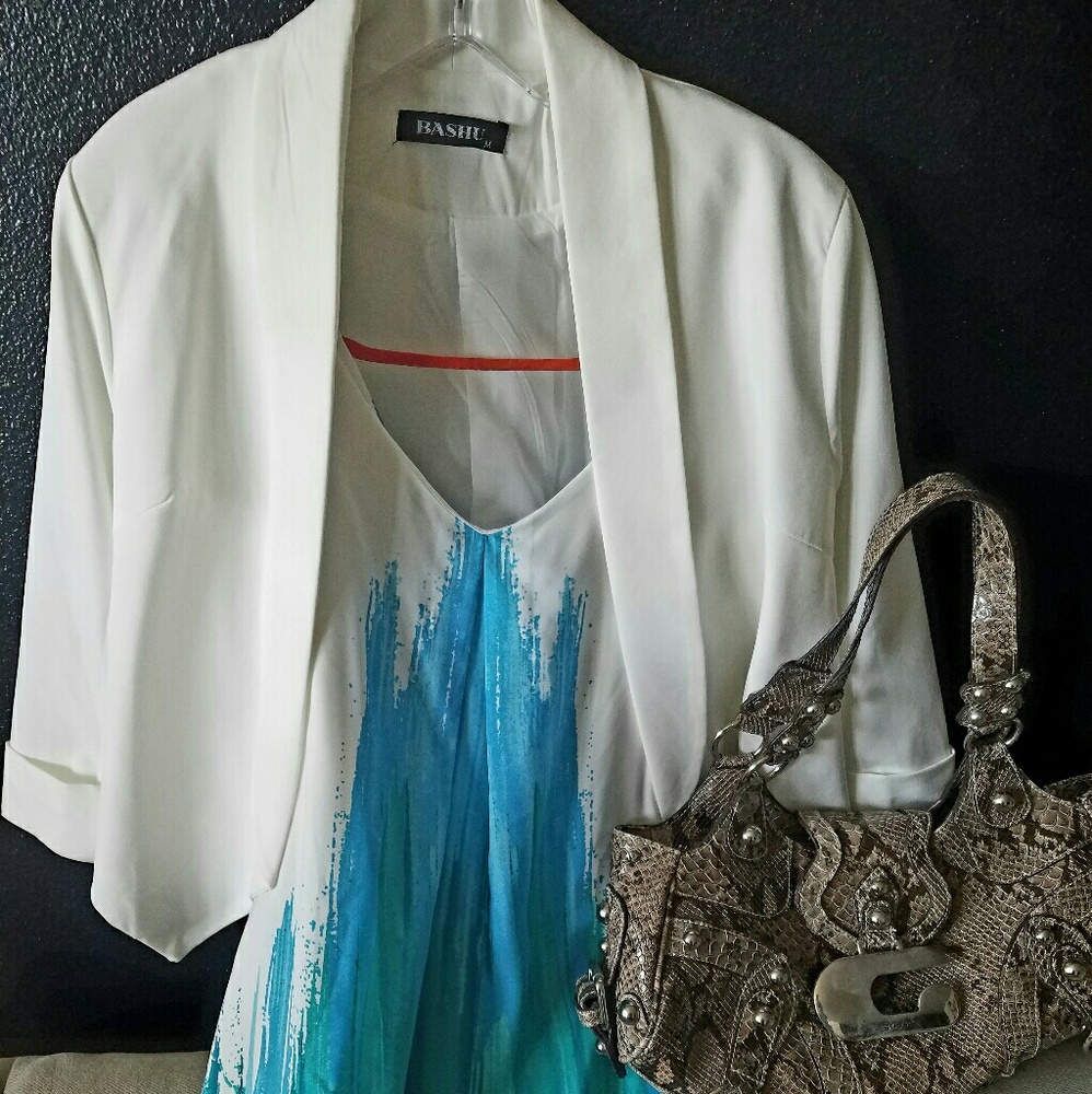 NEw maxi dress, new jacket, and used Guess purse