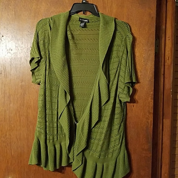 Lane Bryant Sweaters - Lane Bryant Olive Green Peplum Sweater top