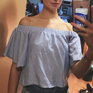 Vertical Striped off shoulder top!