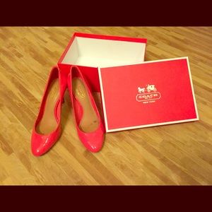 Coach Nala Patent Heel- Bright Coral