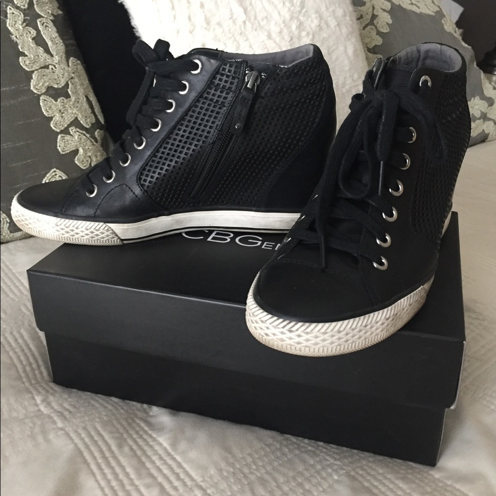 Black Wedge Sneakers