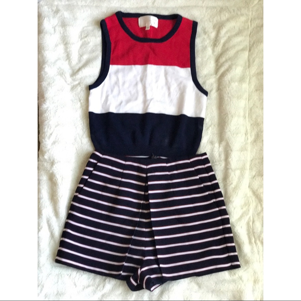 English Factory striped set crop top/ skort