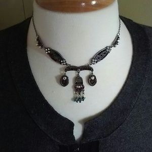 Jeweled Metal Vintage Necklace ER Set