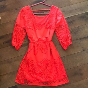 Neon Orange Lace Dress