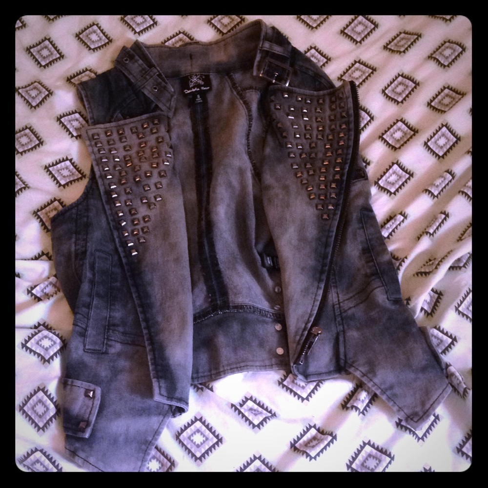 Denim studded vest