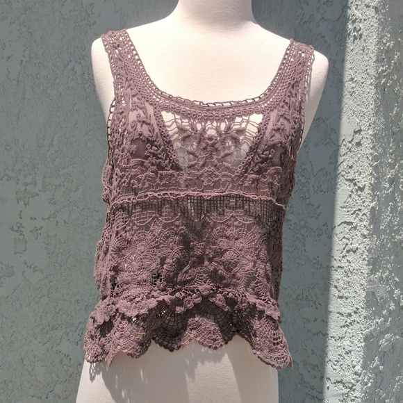 Alessandro Miele Tops - SALE Boho lace tank | blush or beige