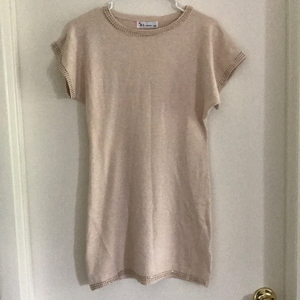 NWOT Tan/Cream Top/Mini Dress - Picture 2 of 4