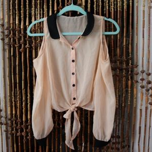 Open shoulder button down top