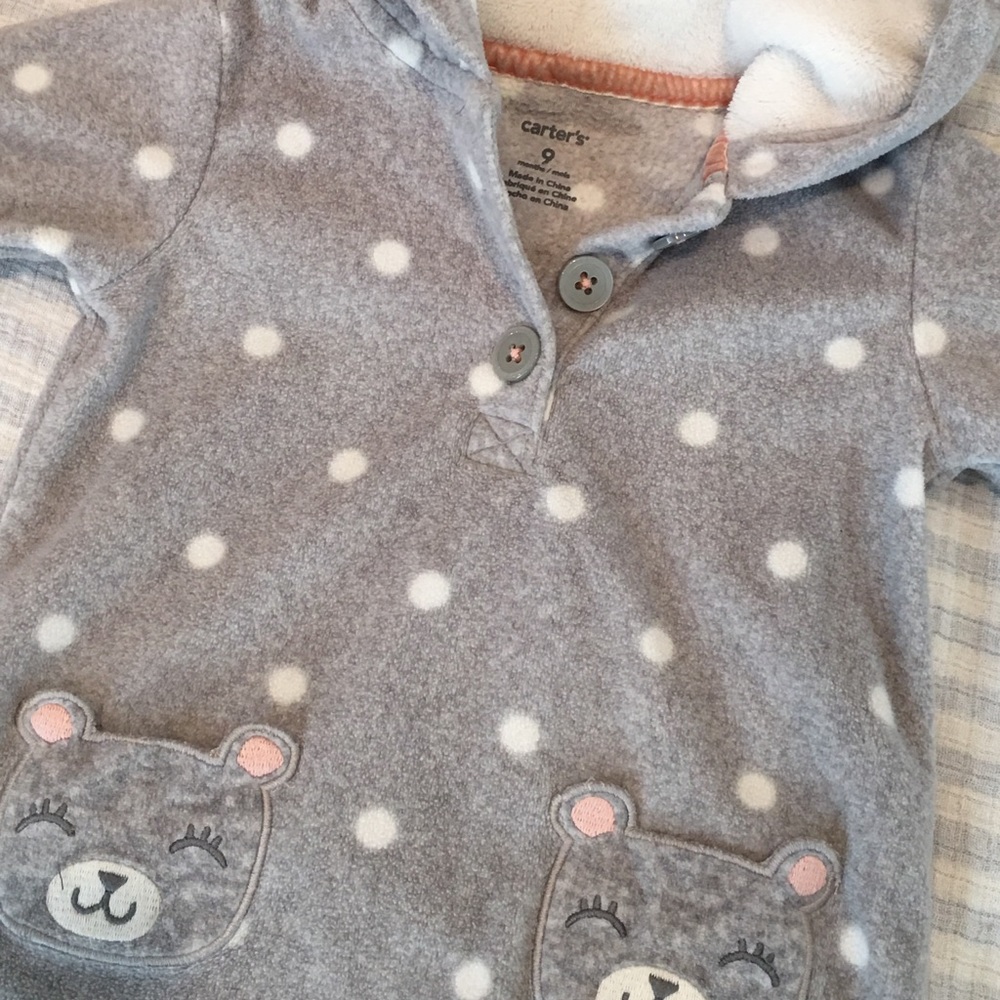 Carters grey fleece one-piece girl 6-9 months - Picture 2 of 3