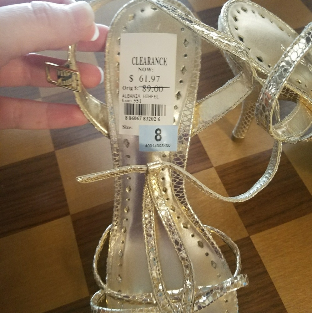 Gold strappy heels