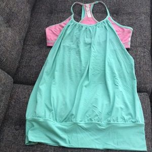 lululemon athletica pink/green sports bra tank top