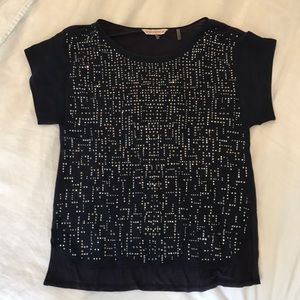 Metallic beaded t-shirt style top