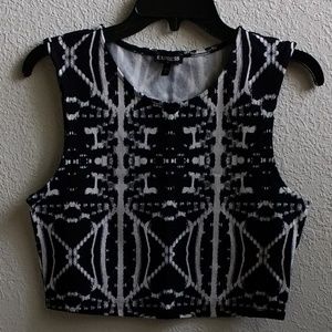 NWT Express black & white print crop top