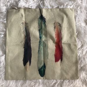 Decorative Pillow Cover with Feather Design