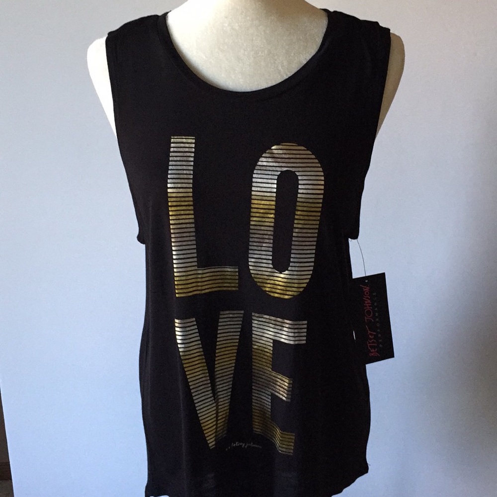 NWT Betsey Johnson Performance Love Muscle Tee - Picture 1 of 8