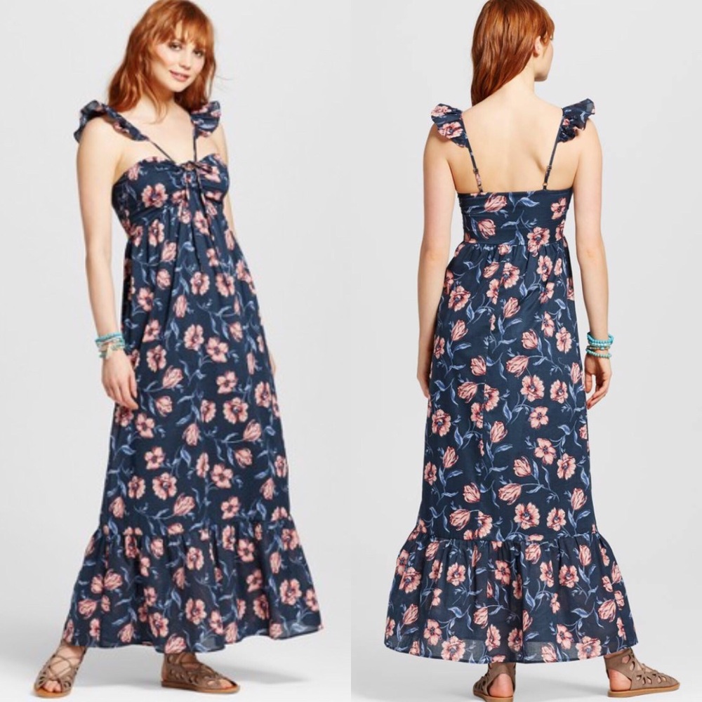 Xhilaration Navy Blue Floral Maxi NWT