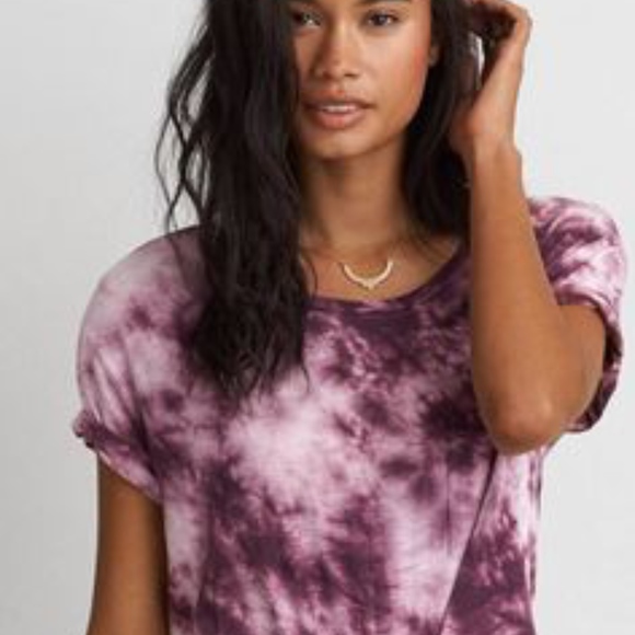 American Eagle Outfitters Tops - Purple and White Tie-Dye Top